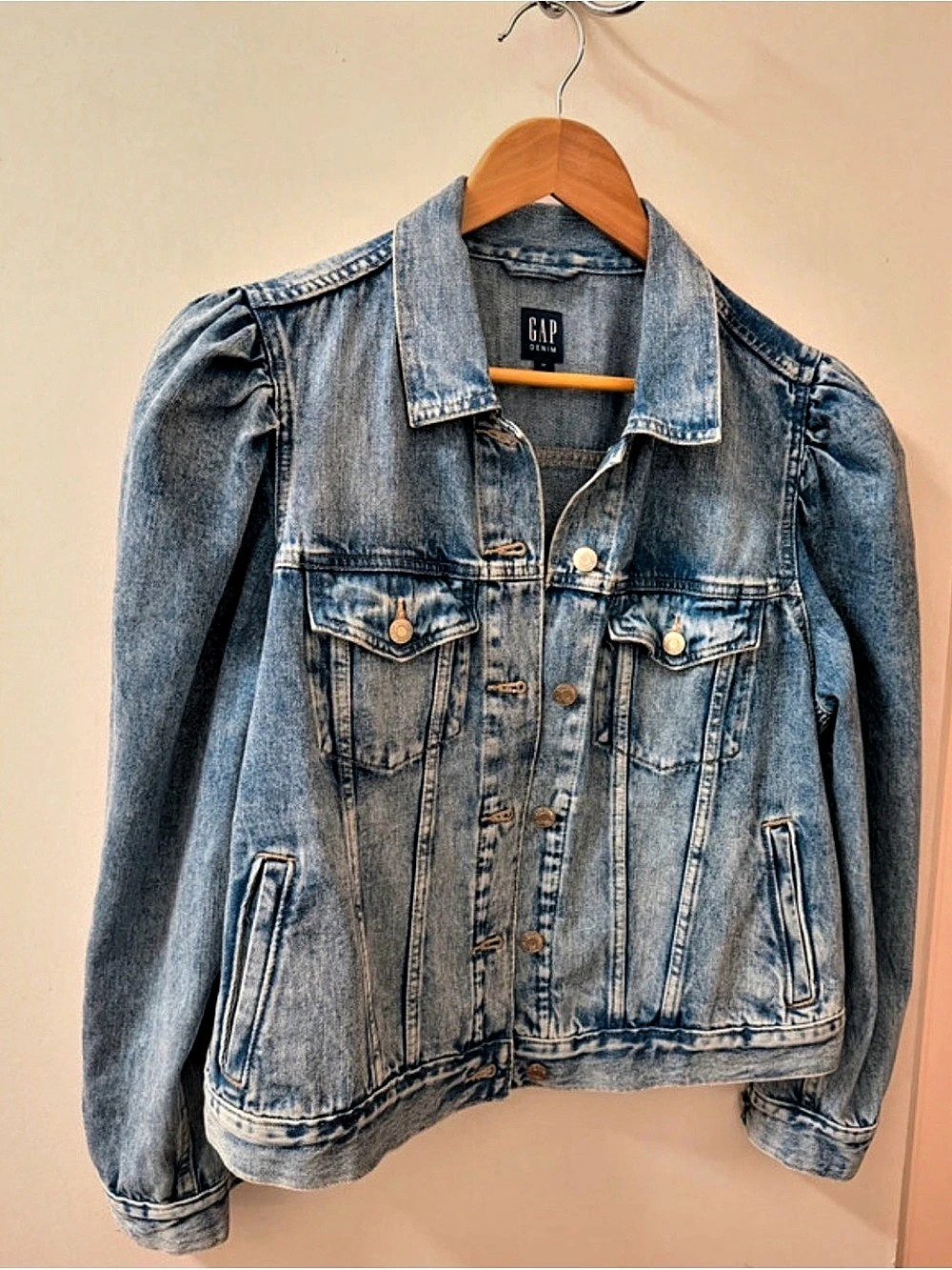 Gap Puff Sleeve Denim Jacket Blue